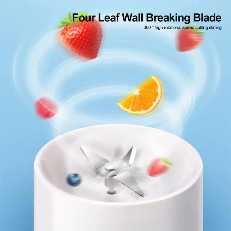 380 مللي كوب لصنع العصائر الكهربائية قابلة للشحن صانع عصائر مع 6 شفرات زجاجة السفر لخلاط نباتي الفاكهة الجليدية للمنزل/في الهواء الطلق
