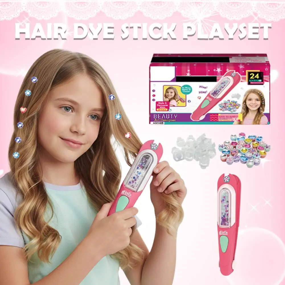 Набор штампов для волос, блестящие украшения для волос для девочек, игрушки, инструмент для укладки волос с многоразовыми блестящими бриллиантами, игрушка в подарок