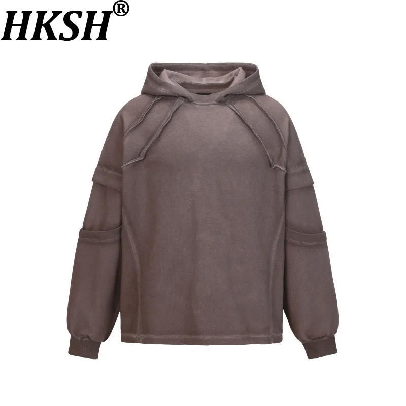 

HKSH Autumn Winter New Men Punk Tide High Street Heavy Frayed Hoodie Hooded Sweatshirt Trendy Casual Loose Pullover Tops HK12125