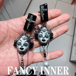 2024 New Y2K Doll Drop Earring Design Punk Butterfly Colorful Human Face Punk Earrings with Spikes for Women Jewelry