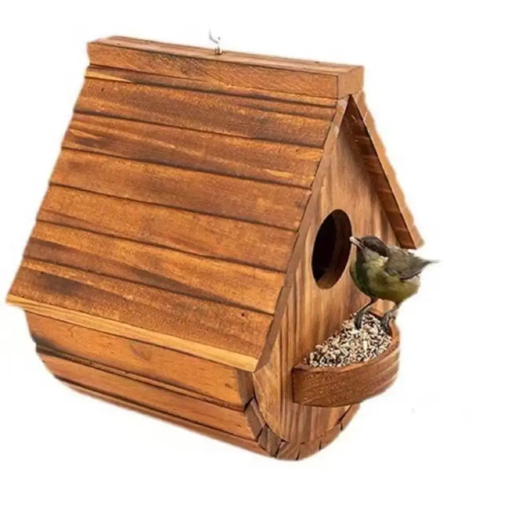 

Bird Villas Wooden Bird Nest Minimalist Durable Bird House Hanging Bird Cage Hammock