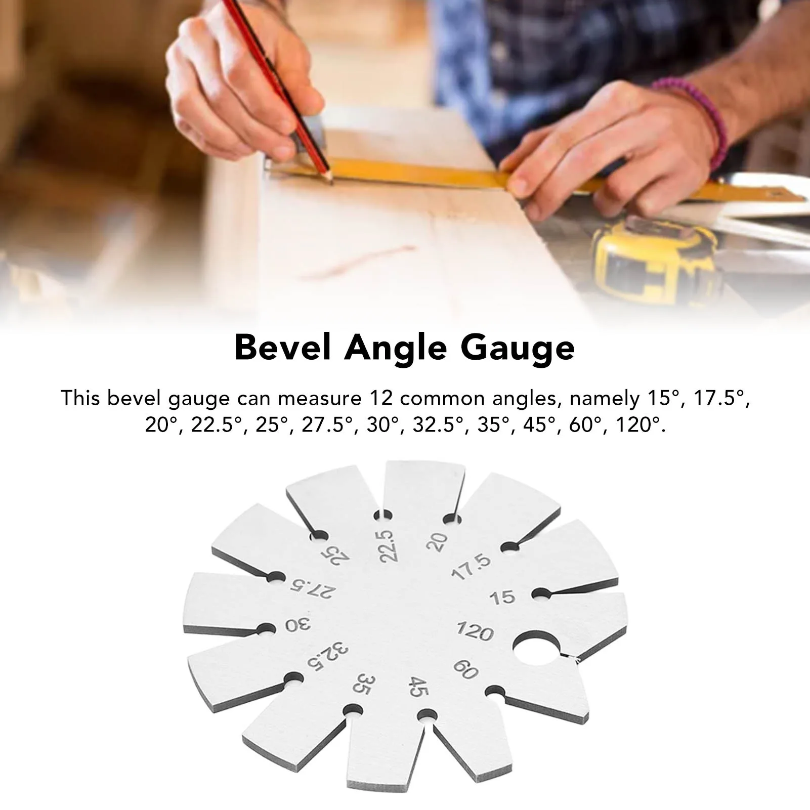 15-120 Degree Bevel Angle Protractor Thickness Gauge Stainless Steel Oblique Edges Protractor for Knife Blade Measuring Tool