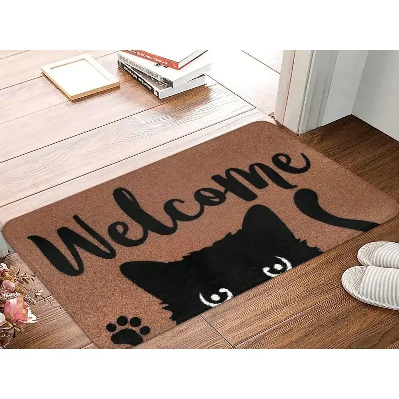Lovely Cat Pattern Mat Home Indoor Welcome Cartoon Design Doormat Non-slip Entrance Floor Carpet Washable Bathroom Bedroom Rug