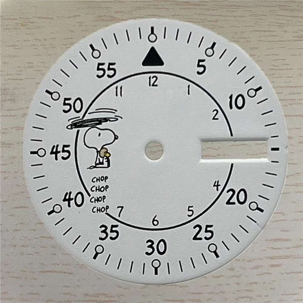 28.5mm NH36 S Dial Watch Dial White Cartoon For NH35 NH36 Mechanical Movement Green Luminous NH35 Dual Calendar Dial NEW DIY