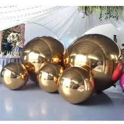 Gold Silver Hanging Inflatable Mirror Balls Chrome Pvc Mirror Spheres For Events Fairs Clubs Show Rooms