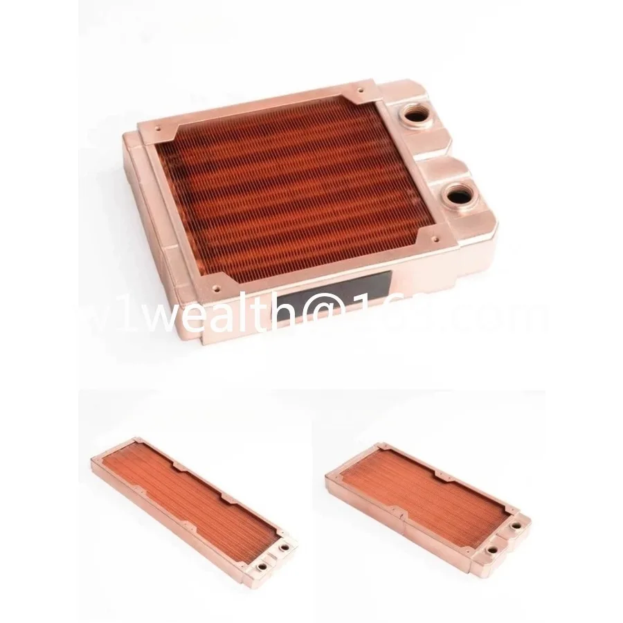 All copper 120 240 360 water cooling row heat exchanger condenser 7mm round tube