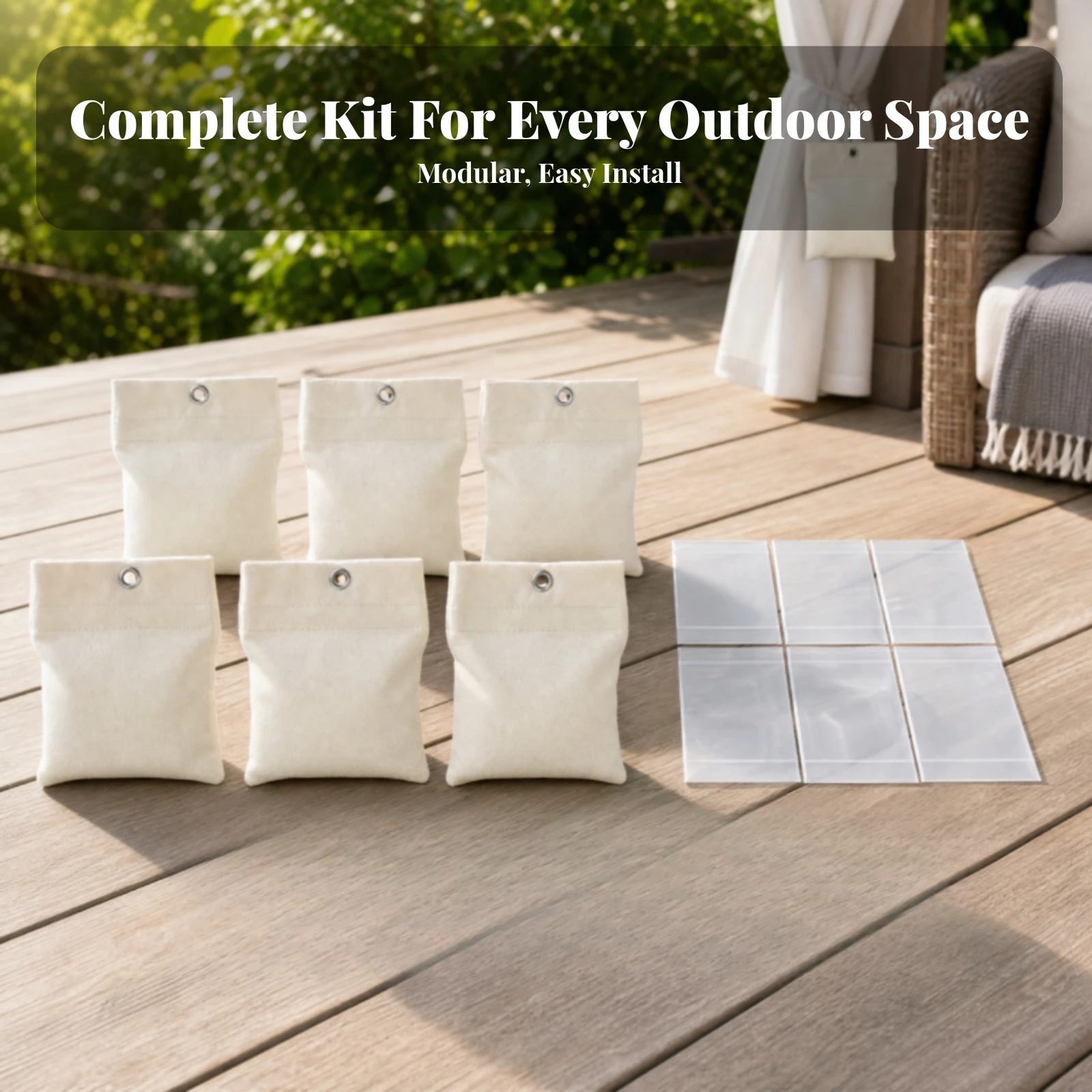 8 Pieces Outdoor Curtain Weight Bags with Clips Wear-Resistant Canvas Curtain Weight Bag Long-Lasting Self-Adhesive Closure