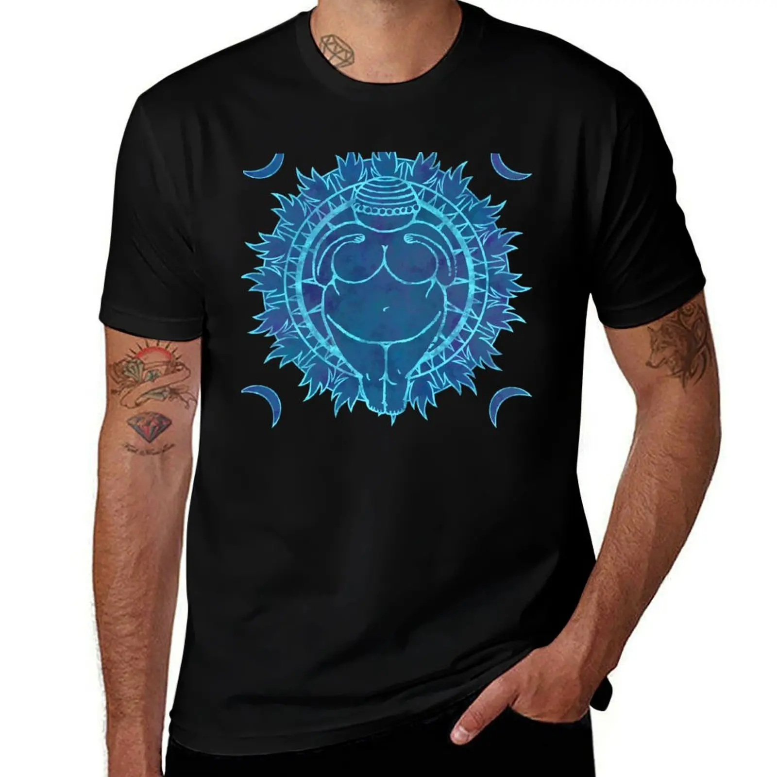 

shirts high men t shirts Venus Mandala cotton t Blue of T-Shirt man Willendorf quality for