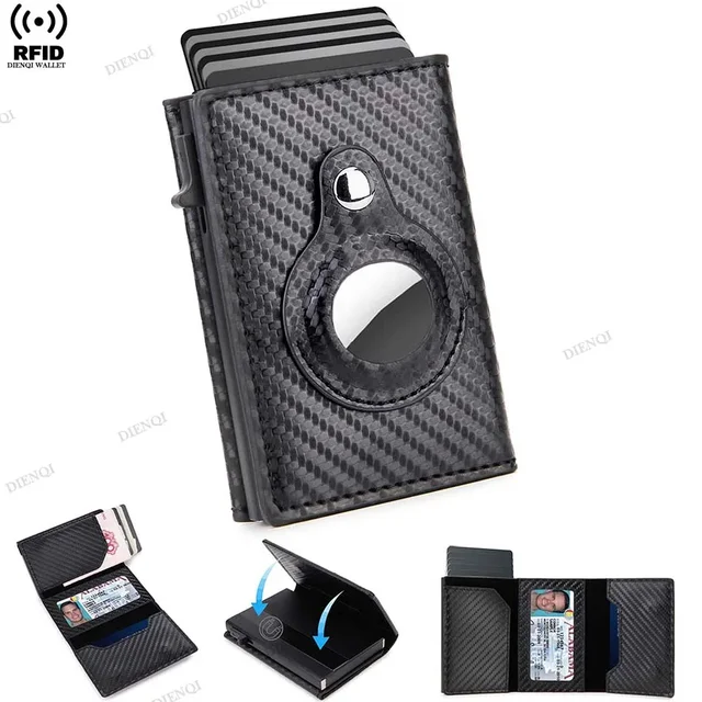 Portfele męskie na kartę kredytową Rfid do Airtag Slim Thin Bank Cardholder Case Travel Minimalistyczny portfel do Apple Air Tag Tracker