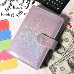 Macaron Glitter Color A6 PU Leather DIY Binder Notebook Covers Diary Books Schedule Paper Covers School Stationery