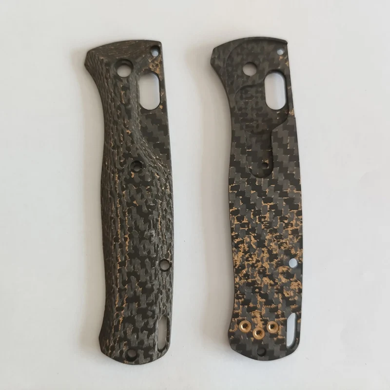 Imagem -03 - Material de Fibra de Carbono Knife Grip Handle Golden Thread Estilo Escamas para Benchmade Bugout 535 Facas Facas Faça Você Mesmo Fazendo Acessórios Peças