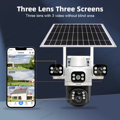 Imagen 2 del producto Hongnaer 12MP Eseecloud 2.4G 5G Dual Band WiFi6 Cámara CCTV inalámbrica de seguridad con energía solar WiFi para exteriores
