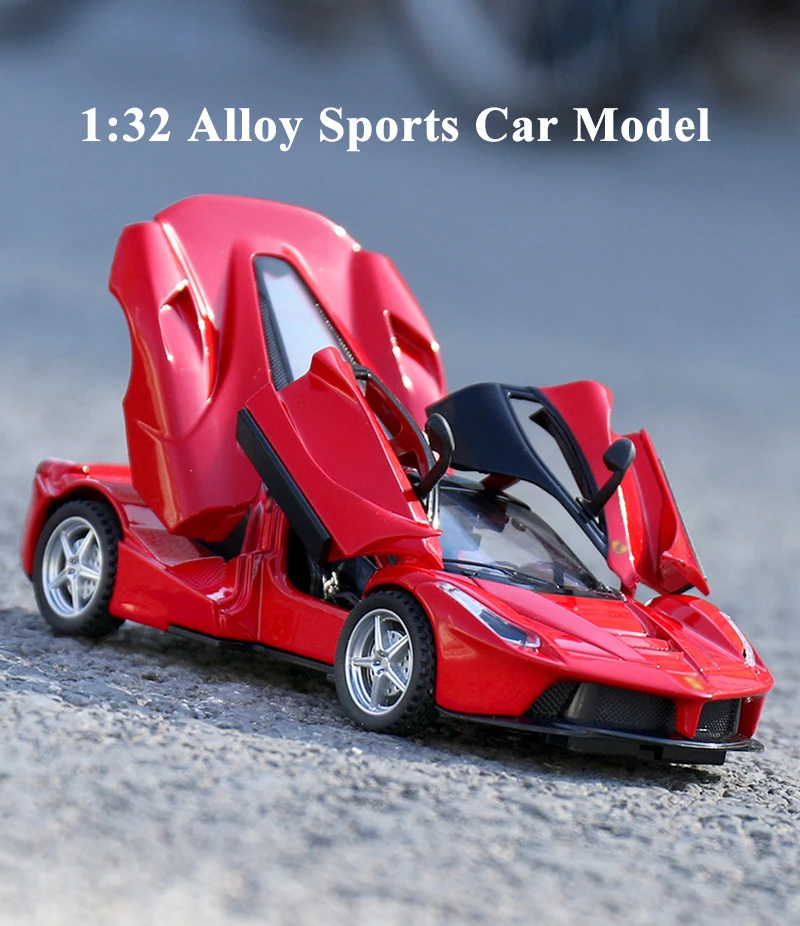 1:32 Ferrari Laferrari Alloy Diecast Metal Sound Light Pull Back Sports Car Model Toy Collection Ornament Children Gifts