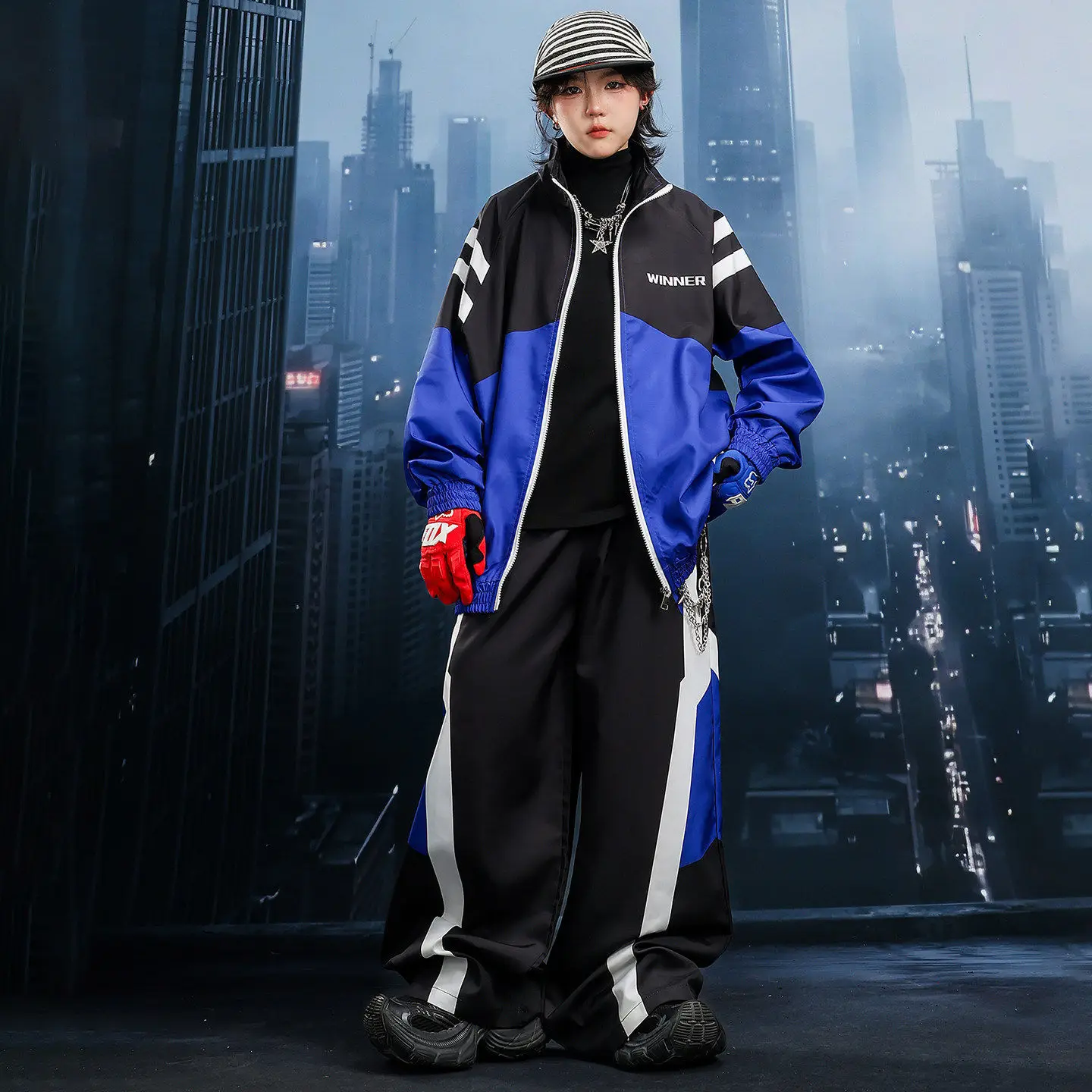 Children Boy Girl Spring Autumn Streetwear Hip Hop Loose Casual Vintage Sport Jacket Pants Sets Kids Coat Trousers Tracksuits