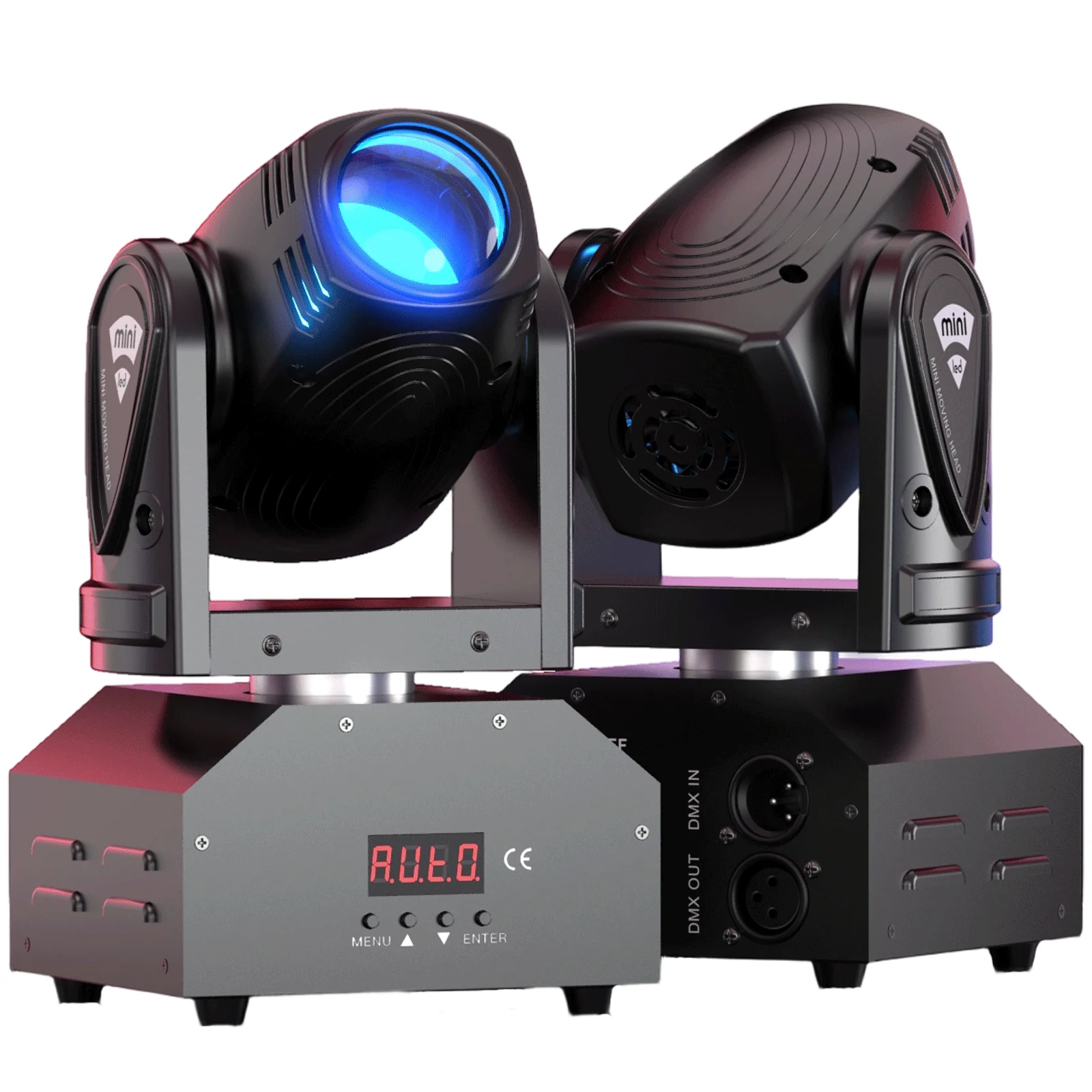Yiflamefly 2 Stück Mini 15W Beam Moving Head Lights RGBW LED-Scheinwerfer DMX512 Sprachaktivierte Bühnenbeleuchtung für Bar KTV Tanzhalle