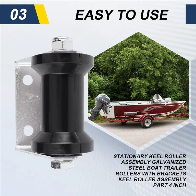AEF5-Stationary Keel Roller Assembly Galvanized Steel Boat Trailer Rollers With Brackets Keel Roller Assembly Part 4 Inch