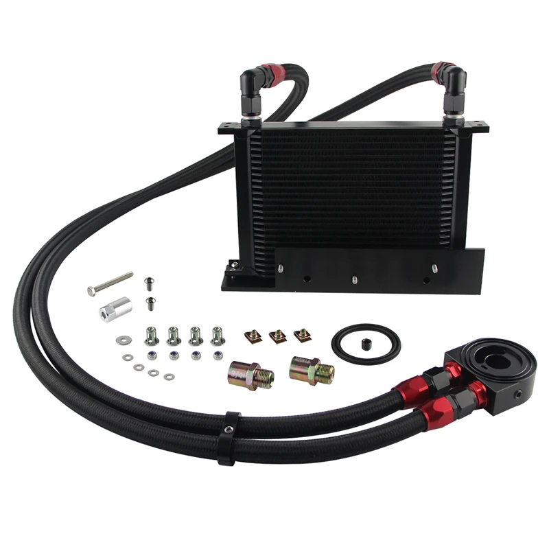 25 Row Bolt On Oil Cooler Kit Fits For Nissan Fairlady 03-08 350Z VQ35 / 2009-2017 370Z VQ37 Black / Silver