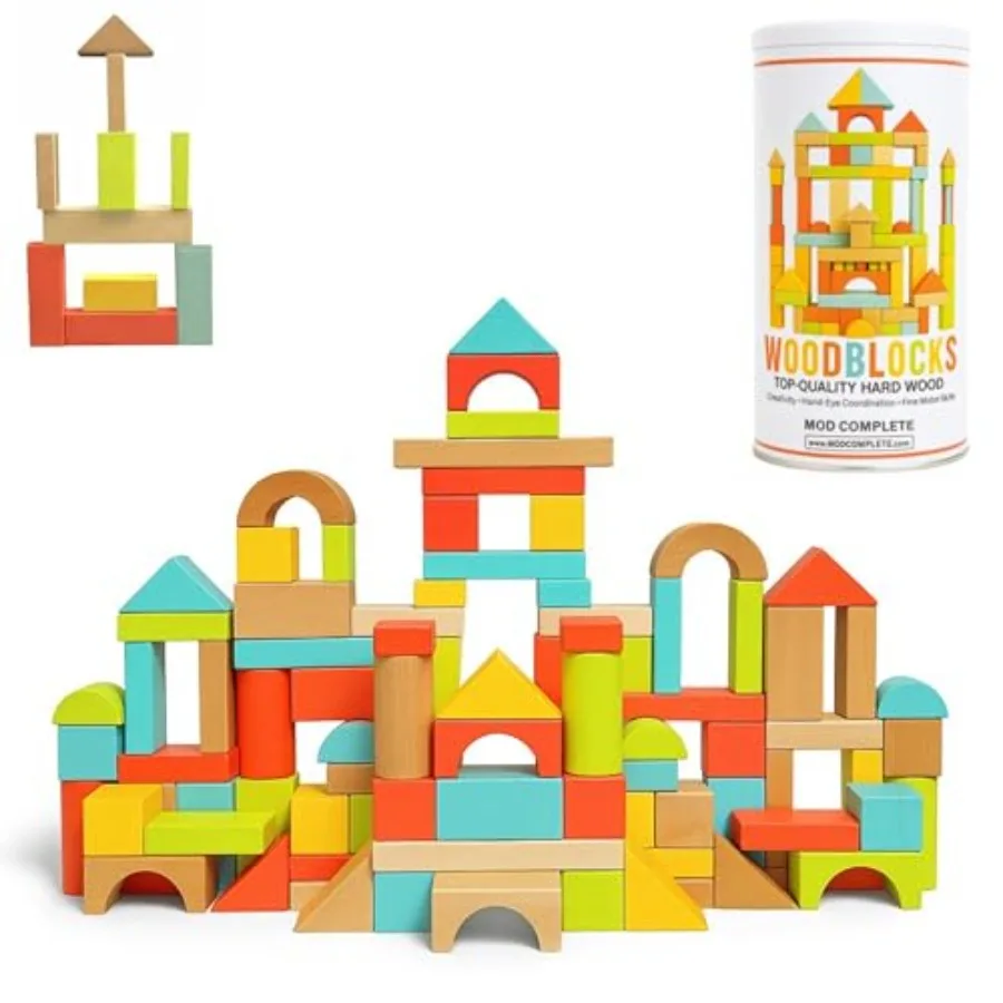 

Набор деревянных строительных блоков пастельных цветов для малышей 1-3 лет с прочной крышкой-сортером и ведром для хранения, развивающий.