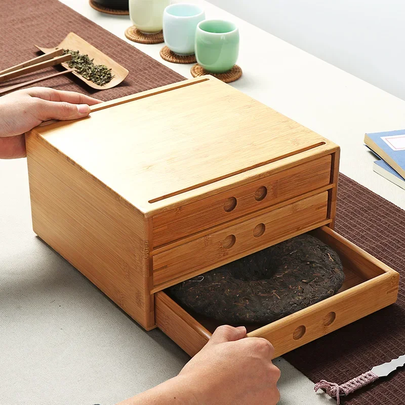 Bamboo Pu\'er Tea Boxes Pu\'er Separator Cut Tea Tray Kung Fu Tea Set Ceremony Accessories Healthy Food Storage Drawer
