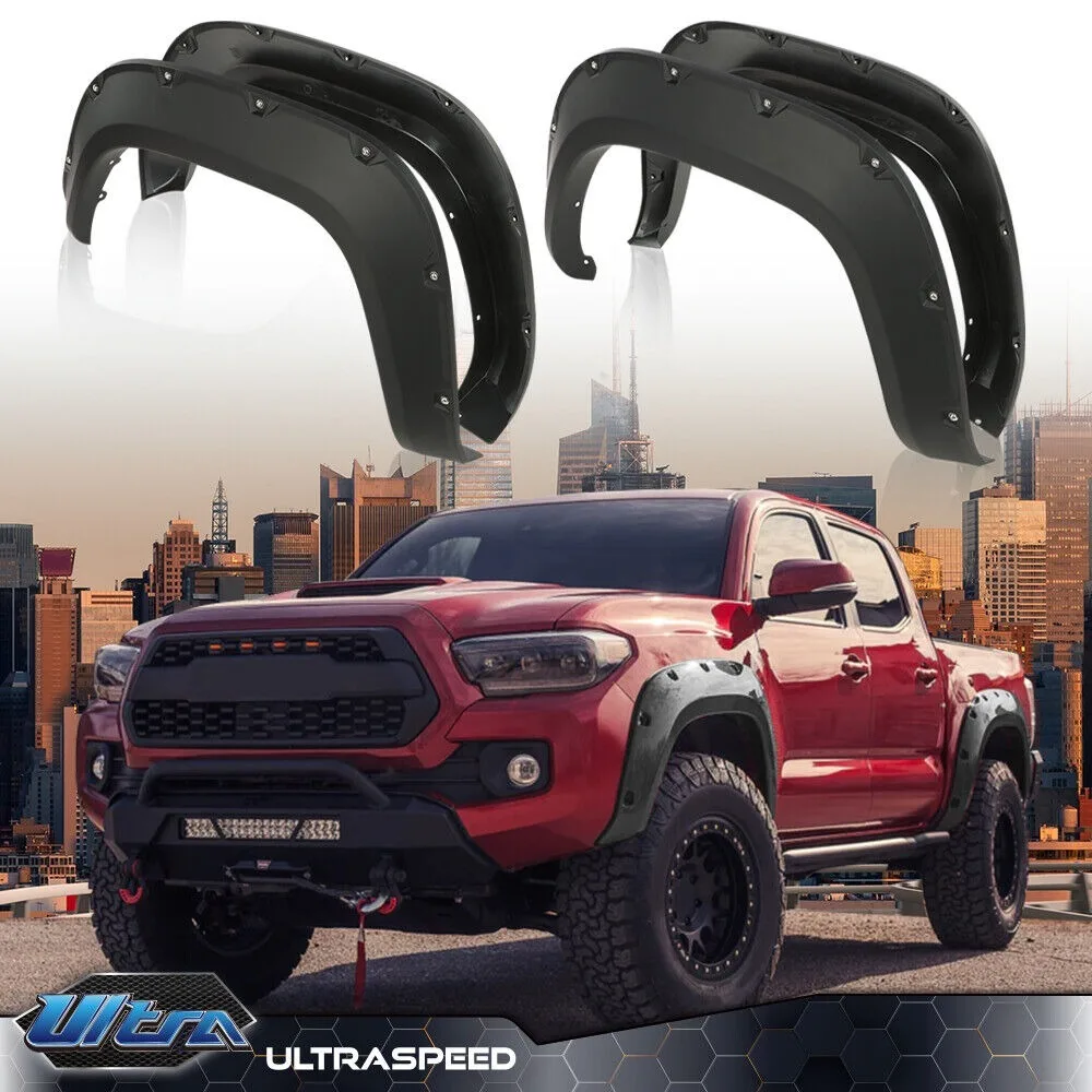 Fit For 2016-2022 Toyota Tacoma 4x smooth Wheel Fender Flares Pocket Rivet Style United States