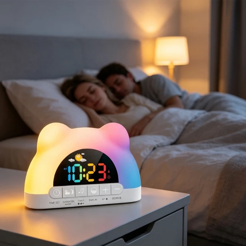 Kids Sleep Training Alarm Clock Clock Light Alarm Clock with Large Digital Display, Gentle Morning Alarm and Front D2RD