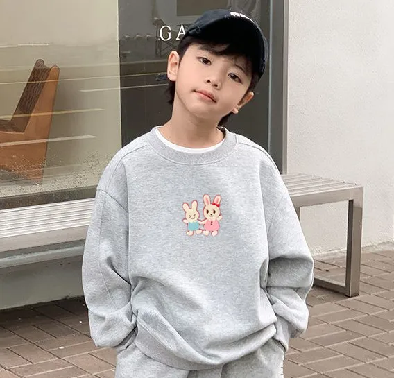 

Baby Clothes Boy Girls Gray Pullover Tops Sweatshirt Long Sleeve Boys Regular Loose Hoodies Coat