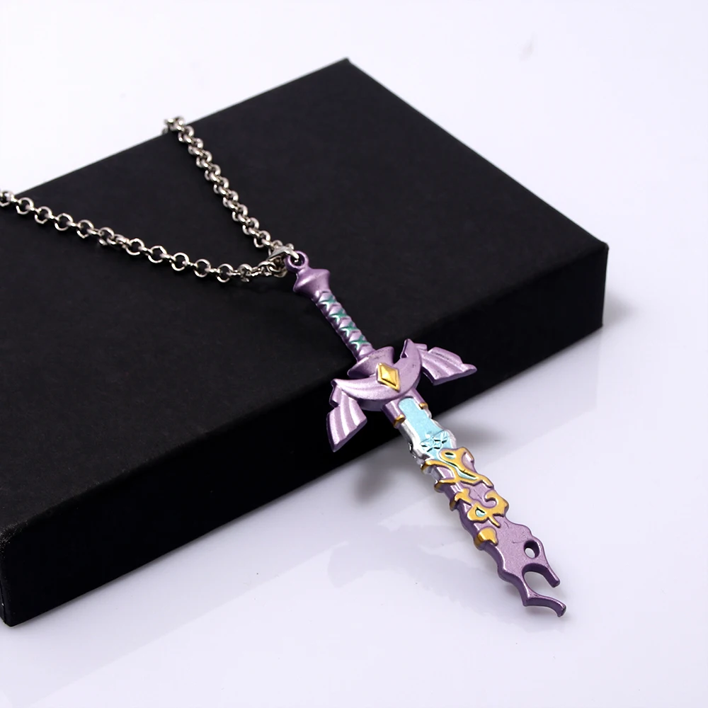 Link Decayed Master Sword Necklace Tears of the Kingdom Weapon Pendant Necklaces for Women Men Car Keyring Jewelry