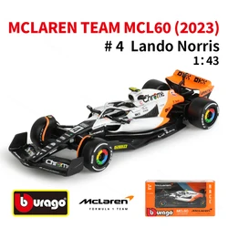 Bburago 1:43 2023 Monaco Mclaren MCL60 F1 Formula Car Die Cast Vehicles Collectible Model Racing Toys