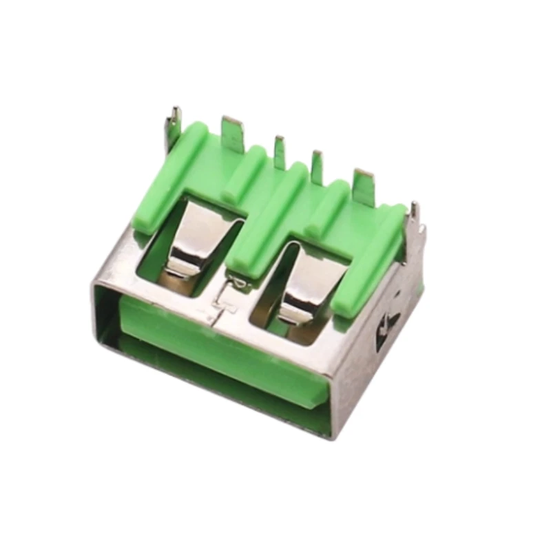 10個のUSB 2.0タイプAメスソケット、6.8mmロープロファイル直角SMTコネクタ、高電流充電用の太いピン付き