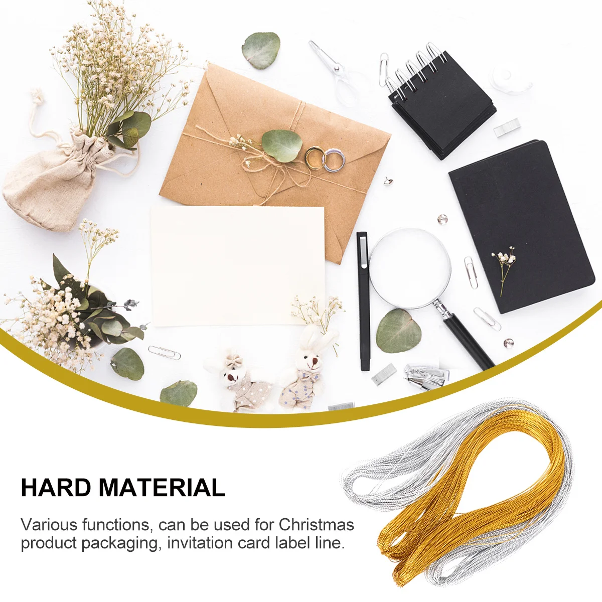 

1Set Golden Silver Thread Gift Wrapping Threads 100 Meters Long Bright Decorative Wire for Christmas Gifts Tags Invitations