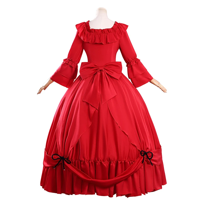 Anime May I Ask for One Final Thing Scarlet El Vandimion Cosplay Costume Red Dress Ice Rose Earrings Wig Women Halloween Outfit - view 4