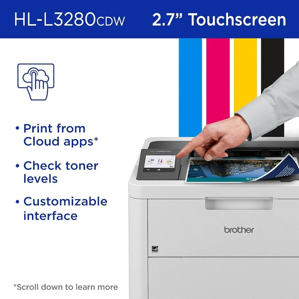 HL-L3280CDW Wireless Compact Digital Color Printer with Laser Quality Output, Duplex, Mobile Printing & Ethernet