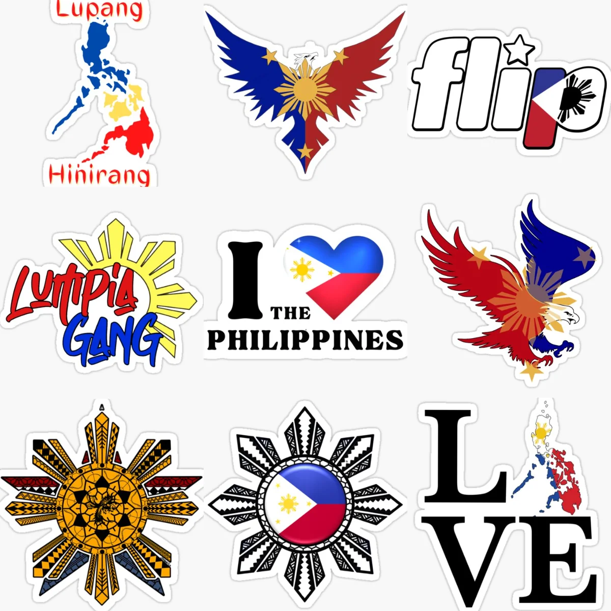 

Philippine Flag Map National Emblem Sun Eagle Creative Stickers for Car Bicycle Helmet Window Fridge Wall Decoration Accessories