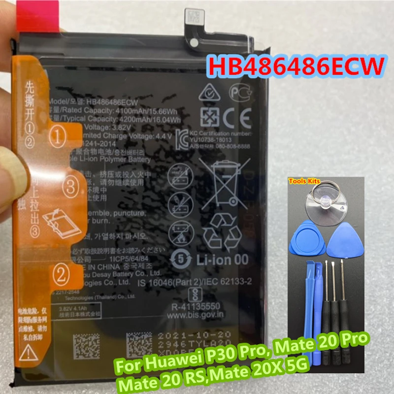 

Original 4200mAh Phone Battery HB486486ECW For Huawei P30 Pro,Mate 20 Pro,Mate 20 RS,Mate 20X 5G,EVR-N29 LYA-L09 LYA-L0C LYA-L29