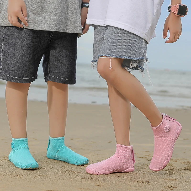 Kids Aqua Shoes Boy Diving Socks High Top Barefoot Swim Water Shoes Girl Beach Wading Shoes Surfing Sea Fitness Yoga Sneaker