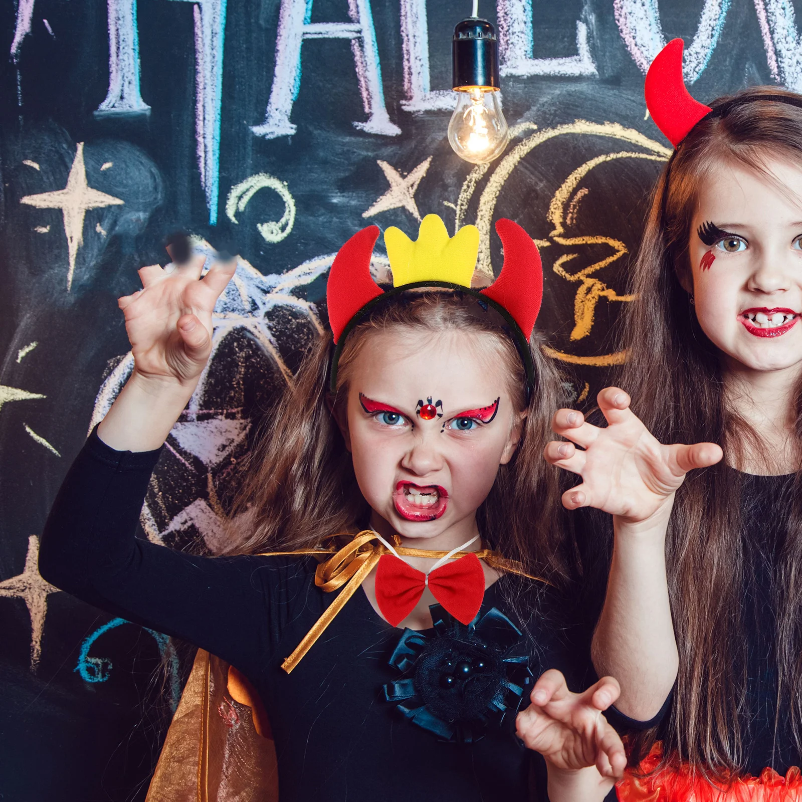 1세트 황소 뿔 머리띠 악마 뿔과 꼬리 코스튬 키트 할로윈 가면 파티 코스프레 카니발 액세서리 세트