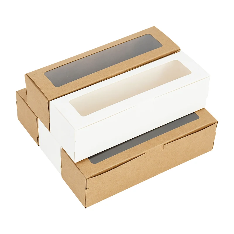 White Paper Chocolate Macaron Boxes With Window