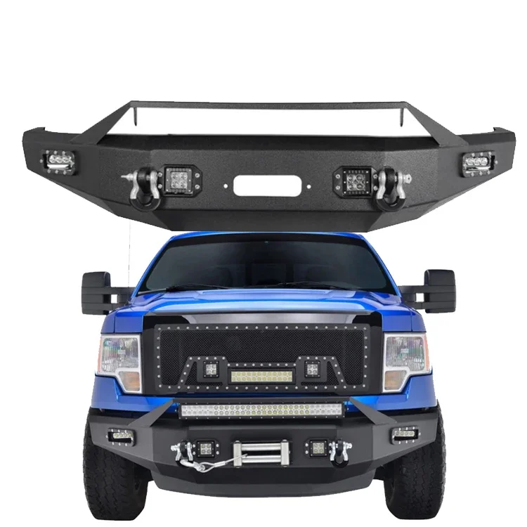 2009-2014 Front Bumper Body Kit Offroad Accessories Pickup Truck Auto Parts with Led LightSteel Bumper for F150custom