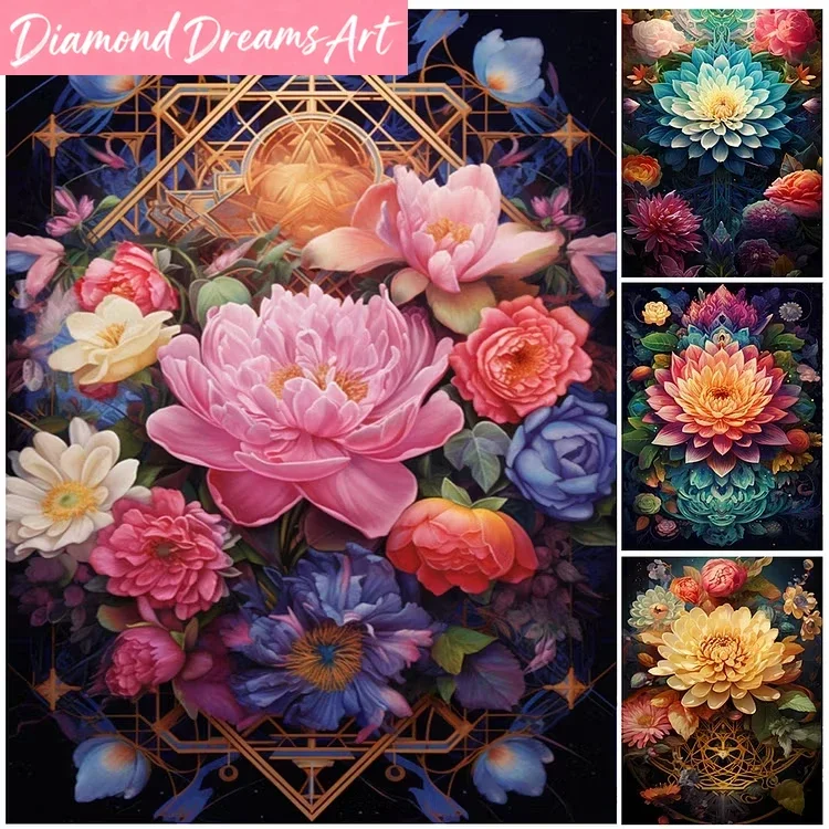 Frameless,5D DIY Full Square Or Round Drill Diamond Painting Kit Flowers And Grass Floral Nature Scene For Adults Home Wall Deco