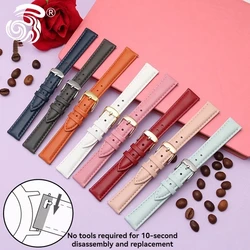 Cowhide Strap 12mm 14mm 15mm 16mm 18mm 20mm Quick Release Replace Wrist Strap Men Women Watch Accessories