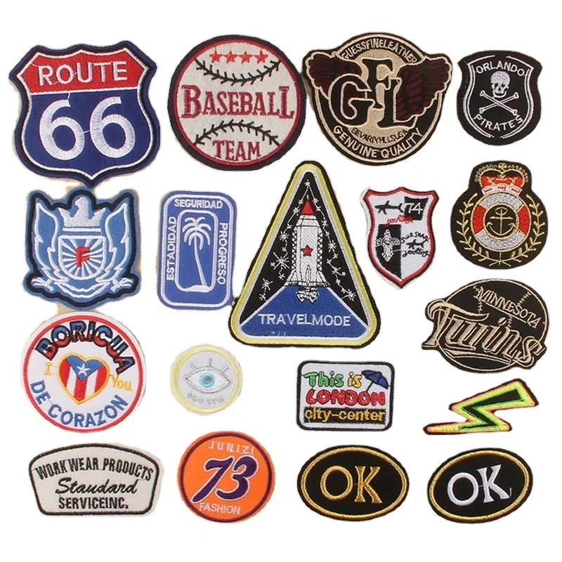 30pcs/Lot Round Embroidery Patch Route Baseball Lightening Rocket Strange Thing Coconut Clothing Decoration Craft Diy Applique