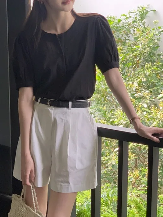 Coreano Sle Sweet Floral ort Sve irt Donna Estate 2025 Nuovo rotondo Ne Single Button Ele Top Bubble Sve