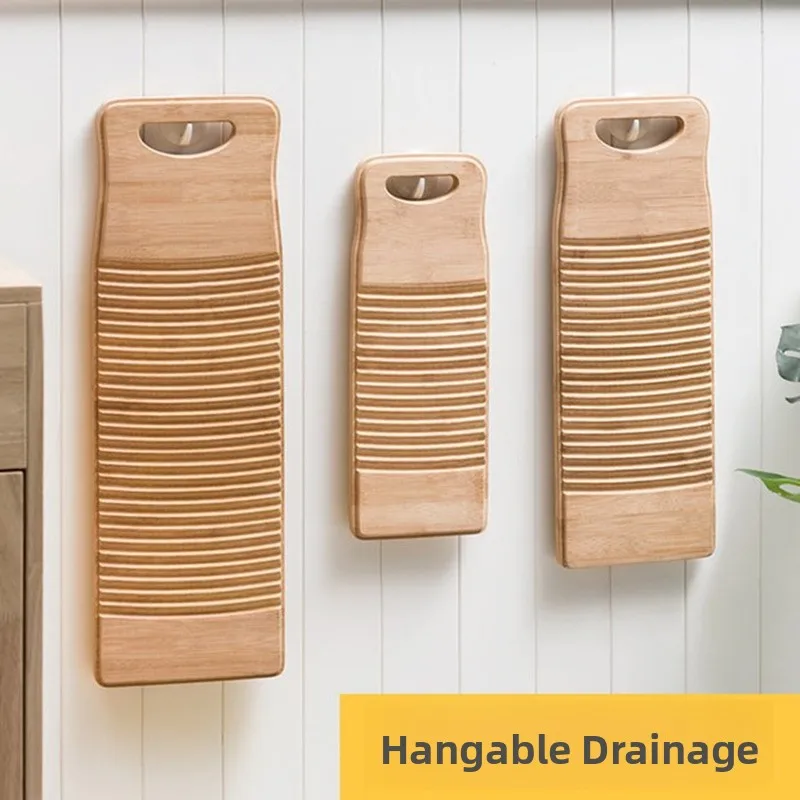 Picture: Large Size Thickened Bamboo Washing Board Non Plastic Bamboo Material Hand Laundry Board Home Use Laundry Tools