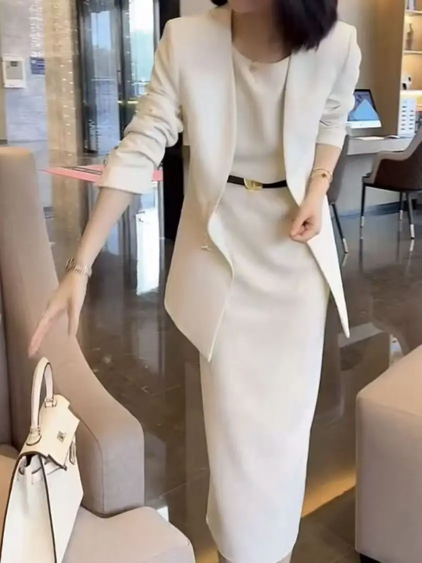 

Fashionable Suit Set Dress Jacket Outerwear Women's Clothing Polyester Fiber Long Sleeve Long Pants Spring Season