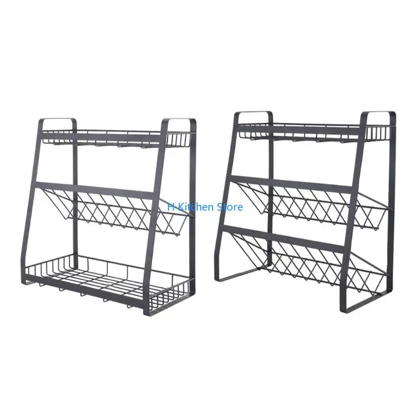 

16FC Wall Door Mount Spice Rack for Countertop Cabinet Pantry Multiple Uses Seasoning Condiment Rack
