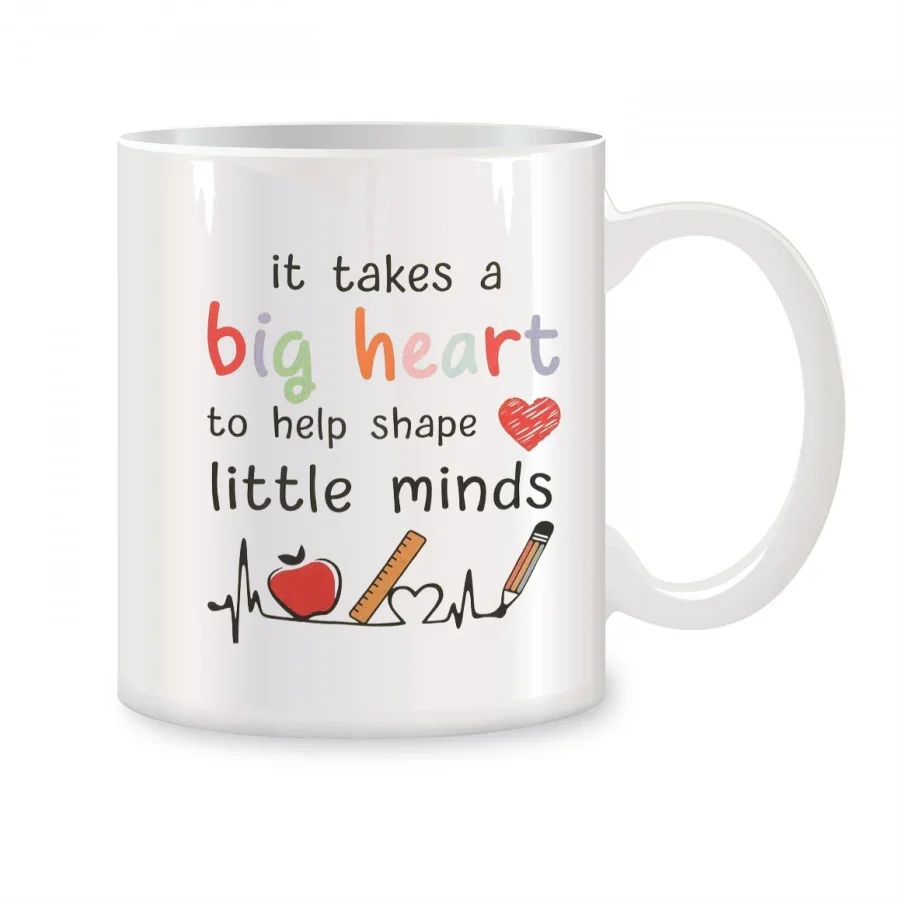 It Takes A Big Heart To Shape Little Minds Mugs For Thank You Teacher Birthday Gifts Novelty Coffee Ceramic Tea Cups White 11 oz