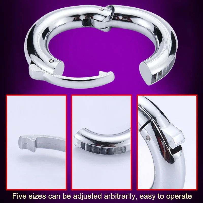 Stainless Steel Penis Ring Ball Stretcher Scrotum Pendant Metal Cock Ring Sex Toys For Men Ejaculation Adjustable Lock