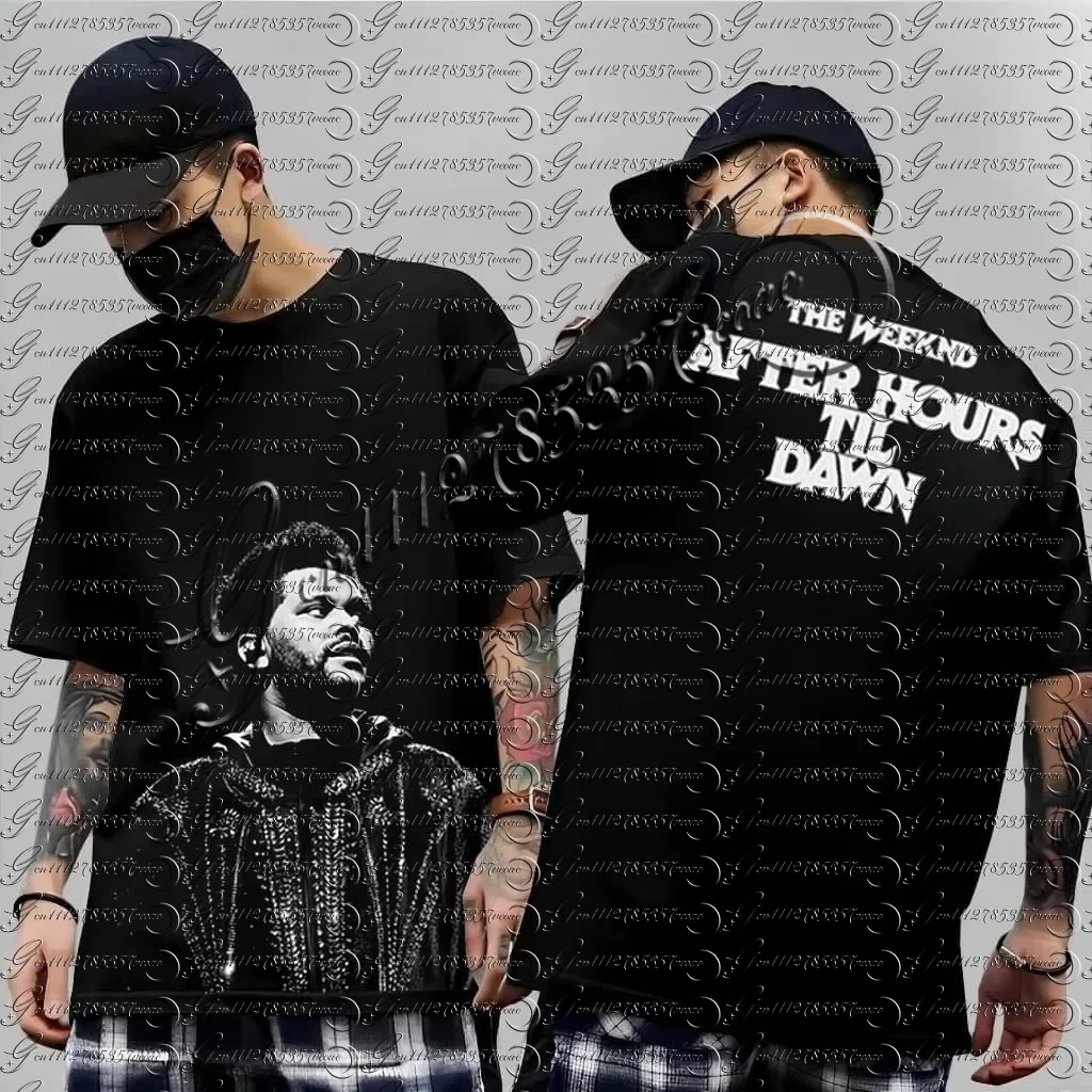 2026 New Extra-large T-shirt with Round Stage Light Pattern and European Tour City List Print FamilyMatching