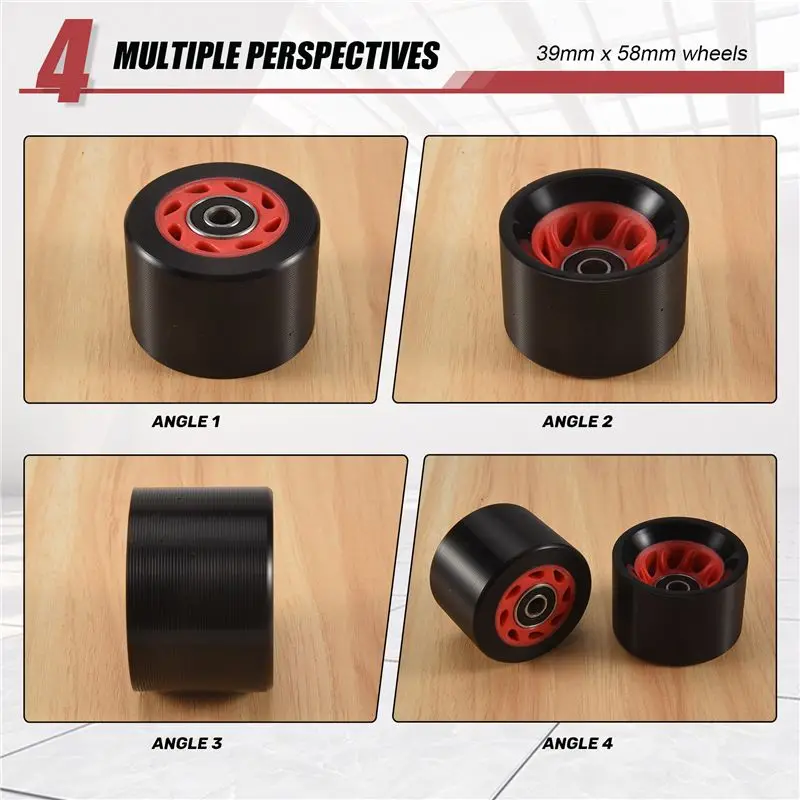 

-[Cilae-17R] 8Pack 95A 58Mmx39mm,Indoor Quad Roller Skate Wheels,PU Wear-Resistant Wheels Double-Row Roller Skates Accessories