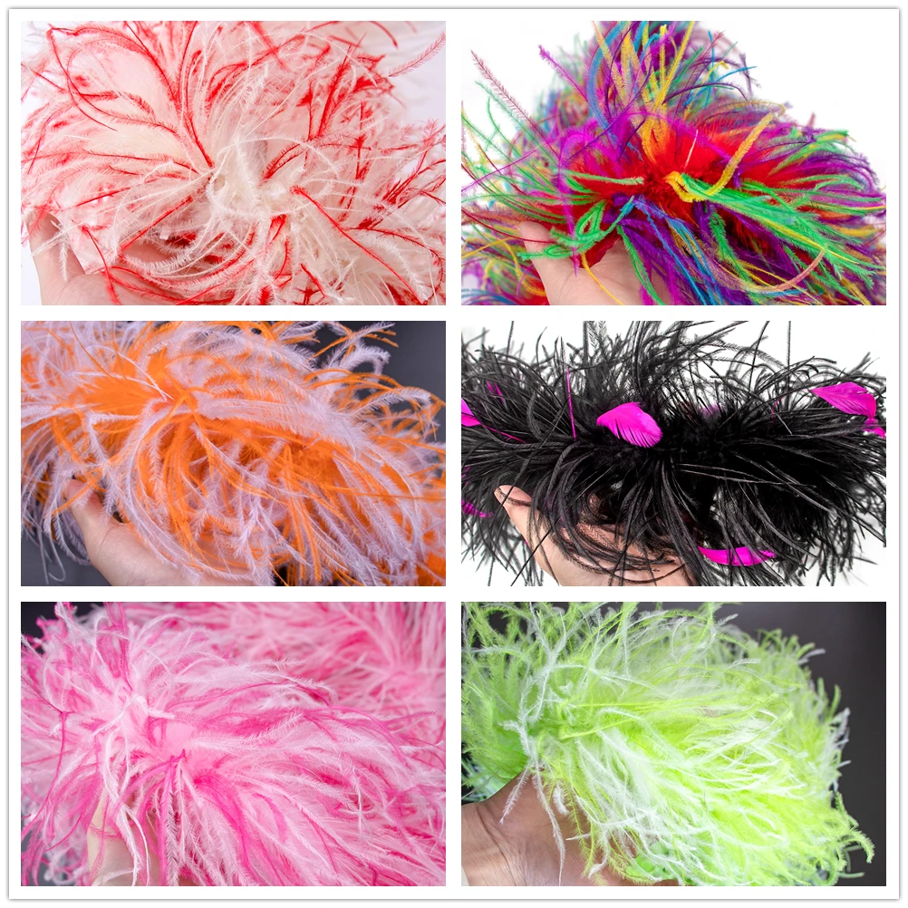 

2Meter Mixcolor Ostrich Feathers Boa 4ply/6ply/10ply Fluffy Plumes Shawl Accessory Wedding Drees Decoration Plumes For Crafts